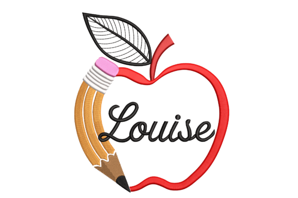 Creative Fabrica's Apple Pencil Teacher Name Custom Embroidery