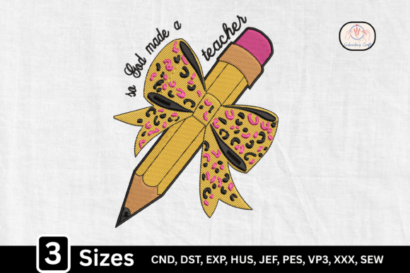 Testing the Christian Teacher Leopard Bow Pencil Embroidery Design